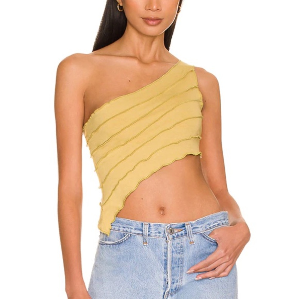 Yellow One-Shoulder Ruffled Top